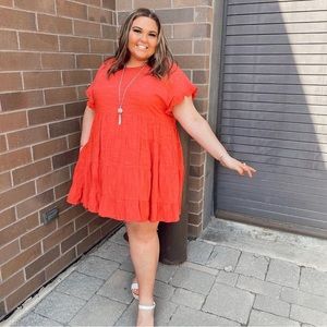 Plus Size Red Babydoll Dress